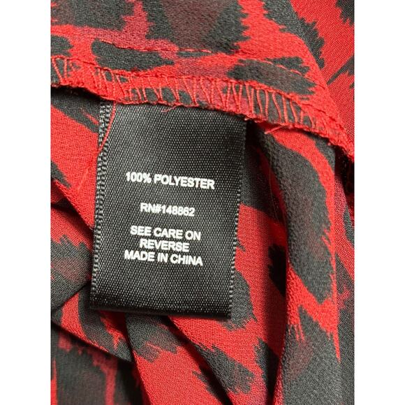 Torrid Leopard Print Challis Button Front Shirt Dress Womens Size 3X Red Black - Picture 4 of 8